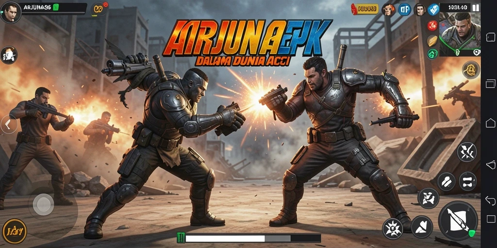 Tampilan gameplay ARJUNA96 yang mendebarkan dan penuh aksi.