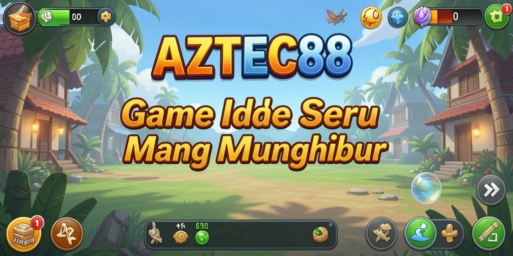 Screenshot gameplay AZTEC88 menampilkan petualangan seru dan pengumpulan sumber daya.