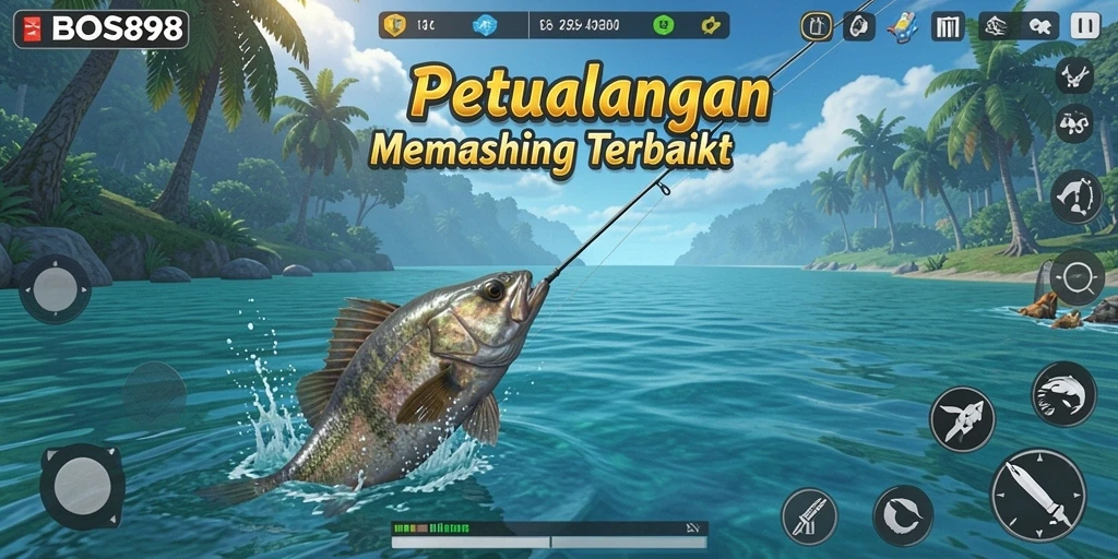 Screenshot gameplay BOS898 dengan aksi memancing yang seru dan menegangkan.
