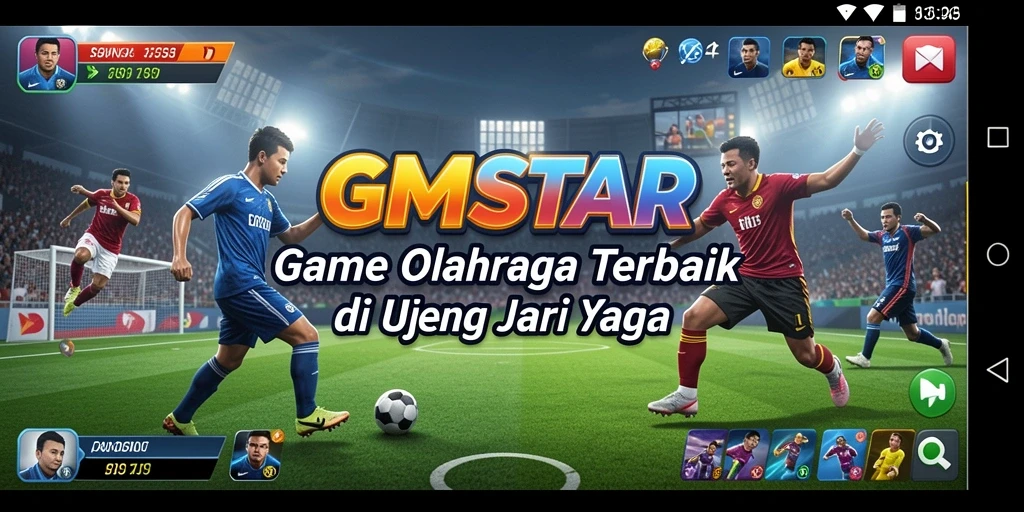 Tampilan gameplay GMSTAR yang seru dan mendebarkan di arena olahraga.