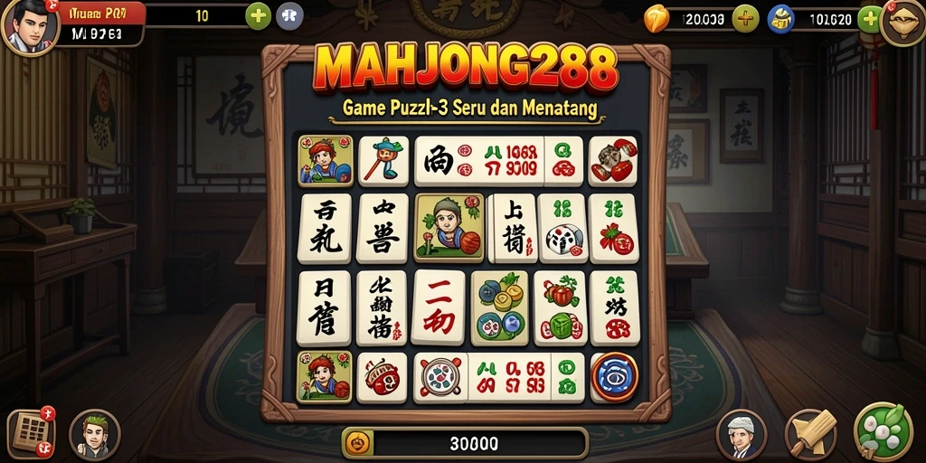 Gameplay seru dalam MAHJONG288 dengan tantangan match-3.