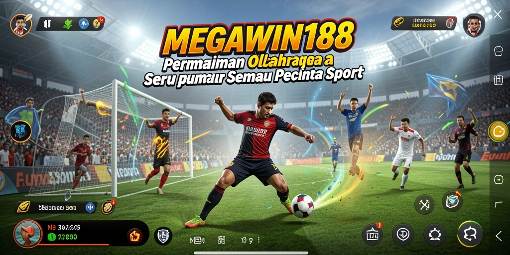 Screenshot utama MEGAWIN188 menampilkan aksi seru dalam permainan olahraga.